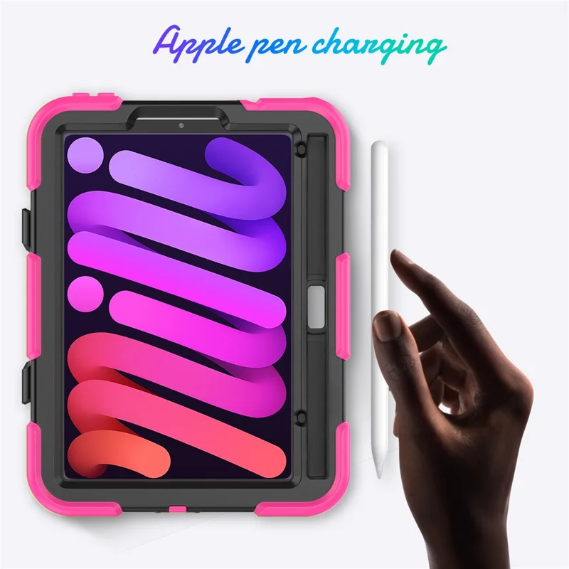 Custodia Antiurto per iPad mini (2024) / mini (2021) Custodia PC + Silicone Anticaduta, Copertura per Tablet con Supporto Pieghevole Resistente ai Graffi - Rosa