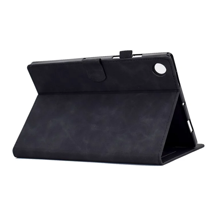 Para Lenovo Tab M10 Plus TB-X606F Patrón de Flores de Mariposa Impresión de Cuero PU Folio Case Suptor de la Tarjeta de Línea de Costura Soporte de Tableta Inteligente - Negro
