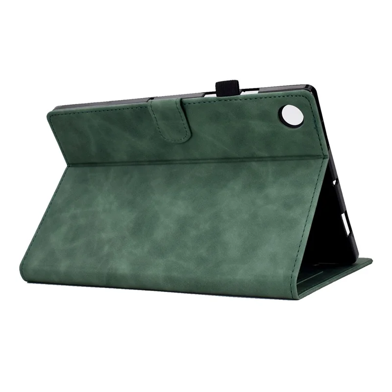 For Lenovo Tab M10 Plus TB-X606F Butterfly Flower Pattern Imprinted PU Leather Folio Case Stitching Line Card Holder Stand Smart Tablet Cover - Green