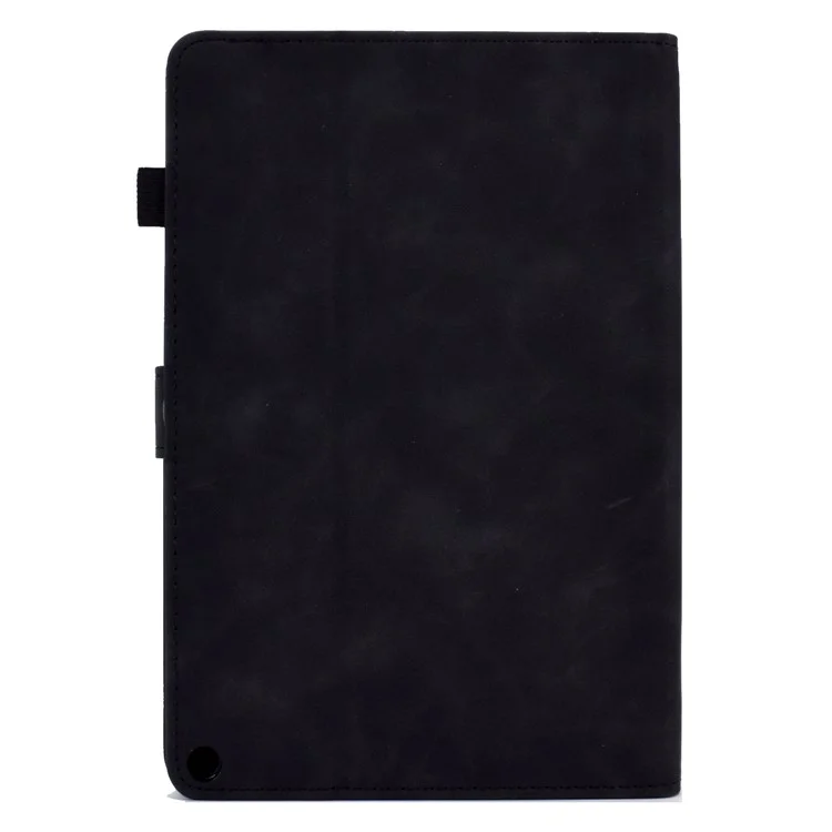 Для Amazon Fire HD 8 (2022) / HD 8 Plus (2022) PU Кожаная Подставка Функциональная Карта Слоты Таблетки Корпус Бабочка Цветочный Рисунок Отпечаток Автоматический Сон / Пробуждение - Черный