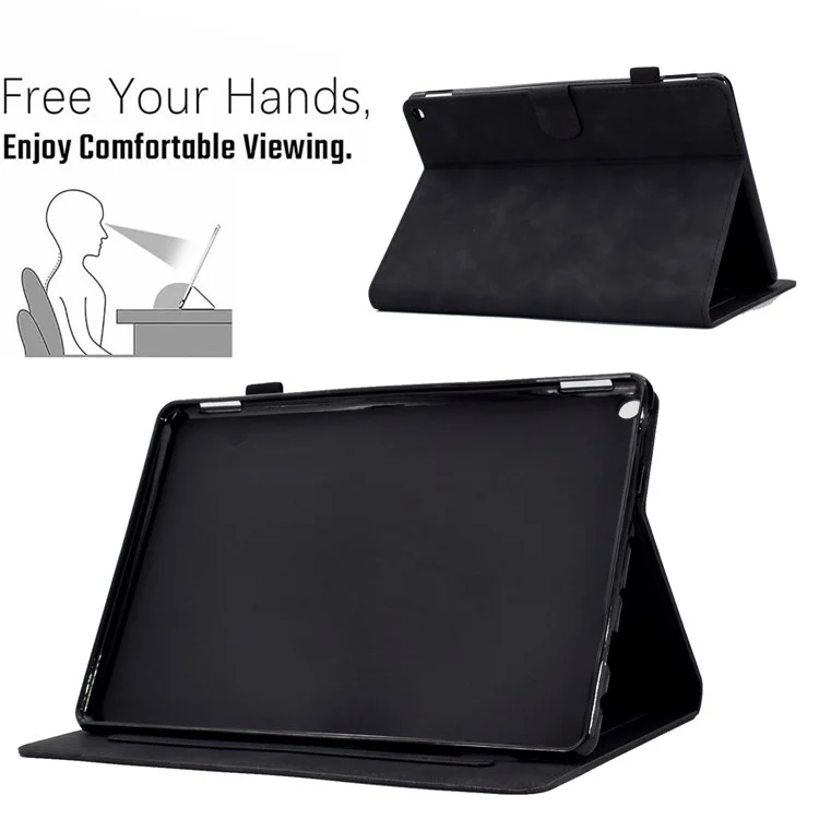 Для Amazon Fire HD 8 (2022) / HD 8 Plus (2022) PU Кожаная Подставка Функциональная Карта Слоты Таблетки Корпус Бабочка Цветочный Рисунок Отпечаток Автоматический Сон / Пробуждение - Черный
