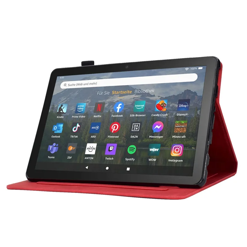 Til Amazon Fire HD 8 (2022) / HD 8 Plus (2022) PU-læder ståfunktion kortplads tabletklæde med sommerfugl- og blomstermønster automatisk sluk/tænd dæksel - Rød