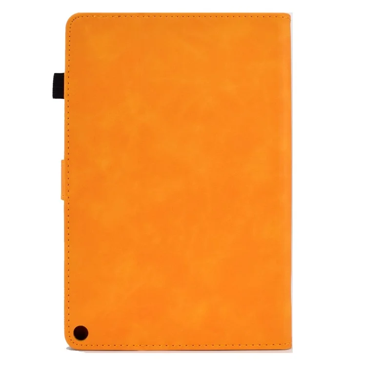 For Amazon Fire HD 10 (2021) / HD 10 Plus (2021) Flip Stand Smart Tablet Cover PU Leather Butterfly Flower Pattern Imprinted Protective Case with Card Holder - Khaki
