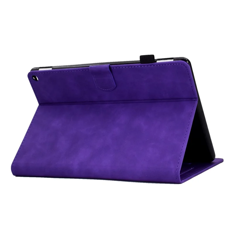 For Amazon Fire HD 10 (2021) / HD 10 Plus (2021) Flip Stand Smart Tablet Cover PU Leather Butterfly Flower Pattern Imprinted Protective Case with Card Holder - Purple