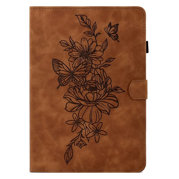 Case de Comprimés de Protection Pour Samsung Galaxy Tab A7 Lite 8,7 Pouces T220 / T225, Patché à Fleurs Papillon - Brun