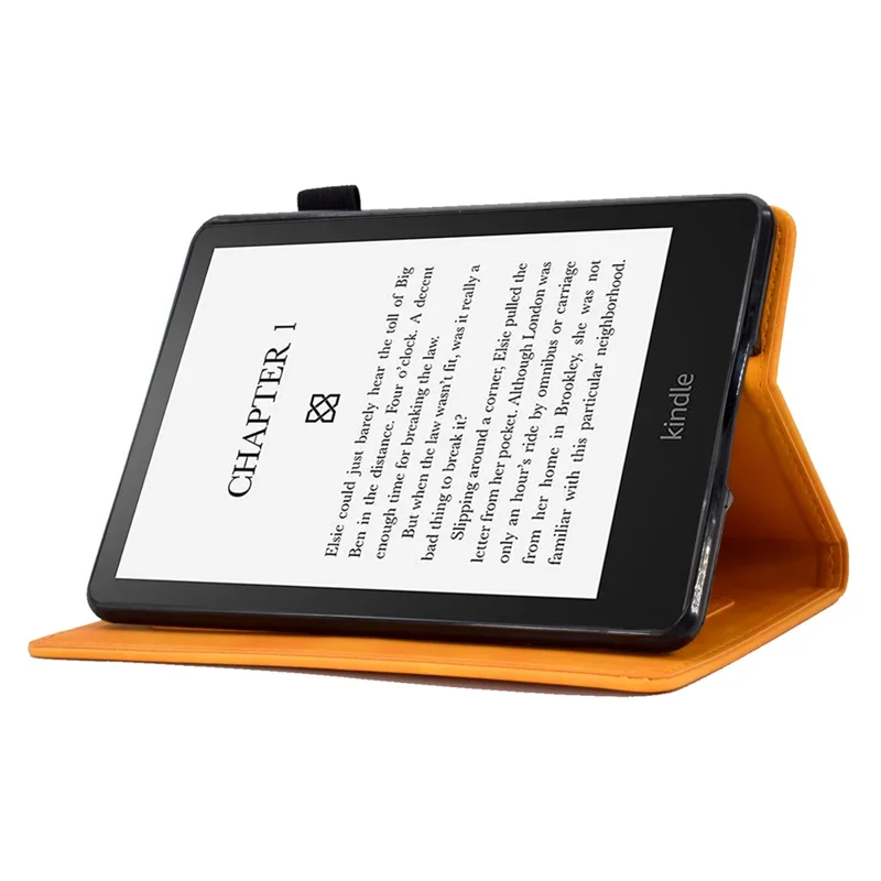 For Amazon Kindle Paperwhite 5 (2021) Butterfly Flower Pattern Imprinted Folio Smart Cover Stitching Line PU Leather Stand Tablet Case with Card Holder - Khaki
