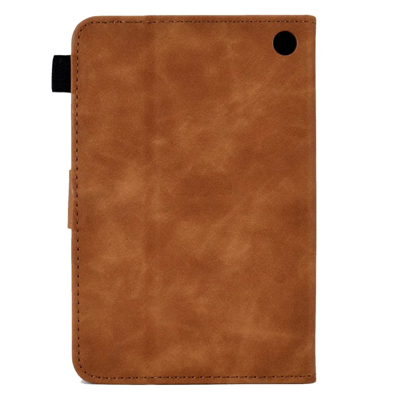 Butterfly Flower Pattern Imprinted Leather Case for Amazon Fire 7 (2022), Stitching Line Full Protection Tablet Cover with Card Holder Stand - Brown