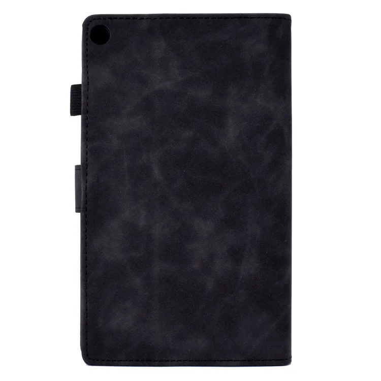 Para Amazon Fire HD 8 (2016) /(2017) /(2018) Caso Protectora Patrón de Mariposa Flower Case de Cuero Impreso Cubierta de Tableta de Tableta Con Soporte de Tarjeta / Estar - Negro