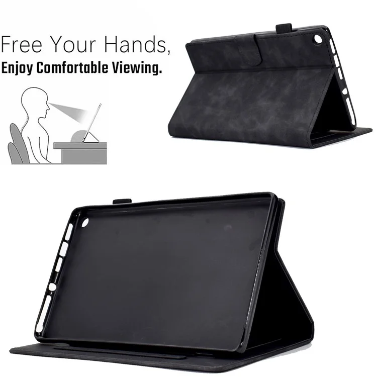 Para Amazon Fire HD 8 (2016) /(2017) /(2018) Caso Protectora Patrón de Mariposa Flower Case de Cuero Impreso Cubierta de Tableta de Tableta Con Soporte de Tarjeta / Estar - Negro