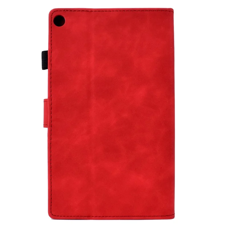 For Amazon Fire HD 8 (2016) / (2017) / (2018) Protective Case Butterfly Flower Pattern Imprinted Leather Case Stitching Line Tablet Cover with Card Holder / Stand - Red