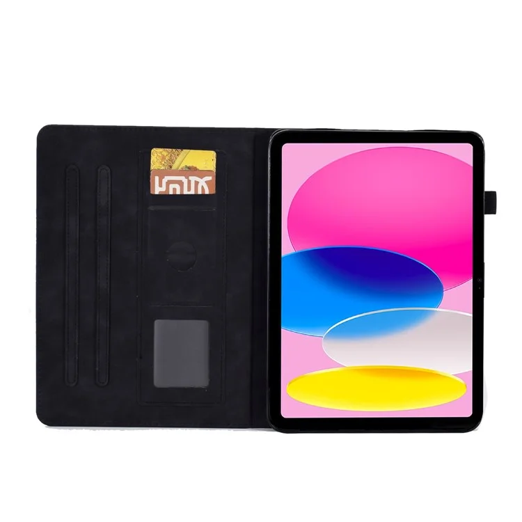 For iPad (2025) / 10.9 (2022) Butterfly Flower Pattern Shockproof Stitching Anti-Drop Tablet Leather Cover with Card Holder, Stand - Black
