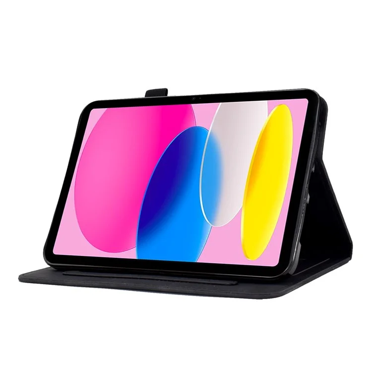 For iPad (2025) / 10.9 (2022) Butterfly Flower Pattern Shockproof Stitching Anti-Drop Tablet Leather Cover with Card Holder, Stand - Black