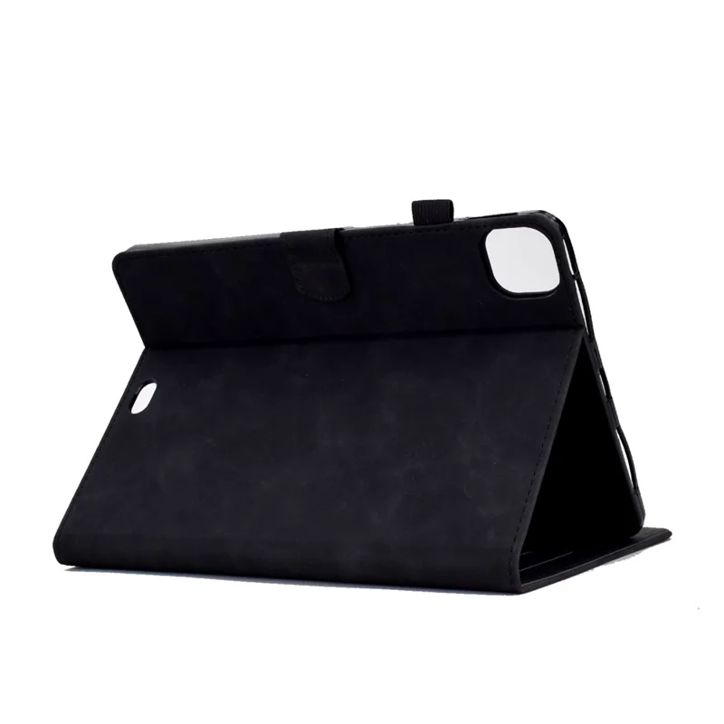 Für iPad Air 11 (2025) / (2024) / Air (2020) / (2022) / iPad Pro 11 (2022) / (2021) / (2020) / (2018) Ledertasche Schmetterlings-Blumenmuster mit Ständer - Schwarz