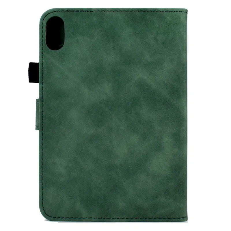 Shockproof Leather Case for iPad mini (2024) / mini (2021) Butterfly Flower Pattern Imprinted Stitching Anti-Scratch Tablet Cover with Card Holder, Stand - Green
