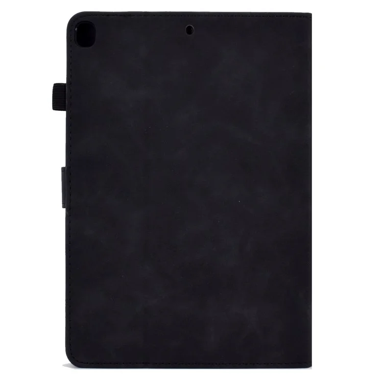 For iPad 10.2 (2019) / (2020)  /  Air 10.5 inch (2019) Protective Leather Case Butterfly Flower Pattern Imprinted Anti-Drop Tablet Cover with Card Holder, Stand - Black