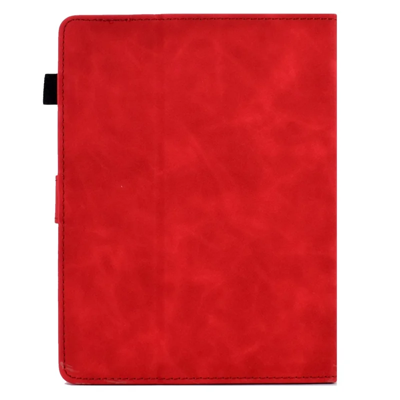 Butterfly Flower Pattern Imprinted Leather Case for 10-inch Tablet, Stitching Line Full Protection Tablet Cover with Card Holder Stand - Red