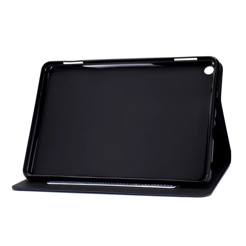 For Amazon Fire HD 8 (2022) Cowhide Texture PU Leather Tablet Case Card Holder Magnetic Clasp Cover with Foldable Stand - Blue