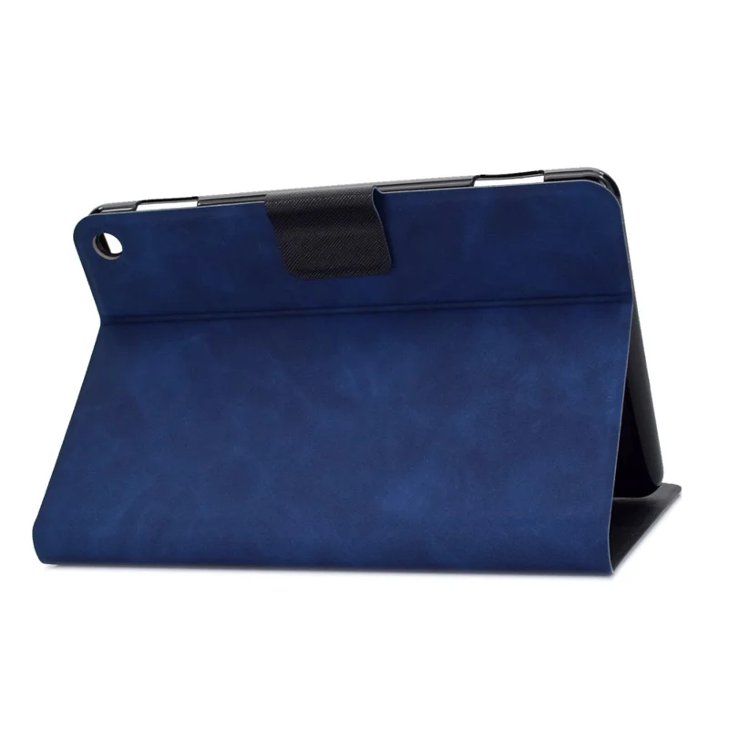 For Amazon Fire HD 8 (2022) Cowhide Texture PU Leather Tablet Case Card Holder Magnetic Clasp Cover with Foldable Stand - Blue