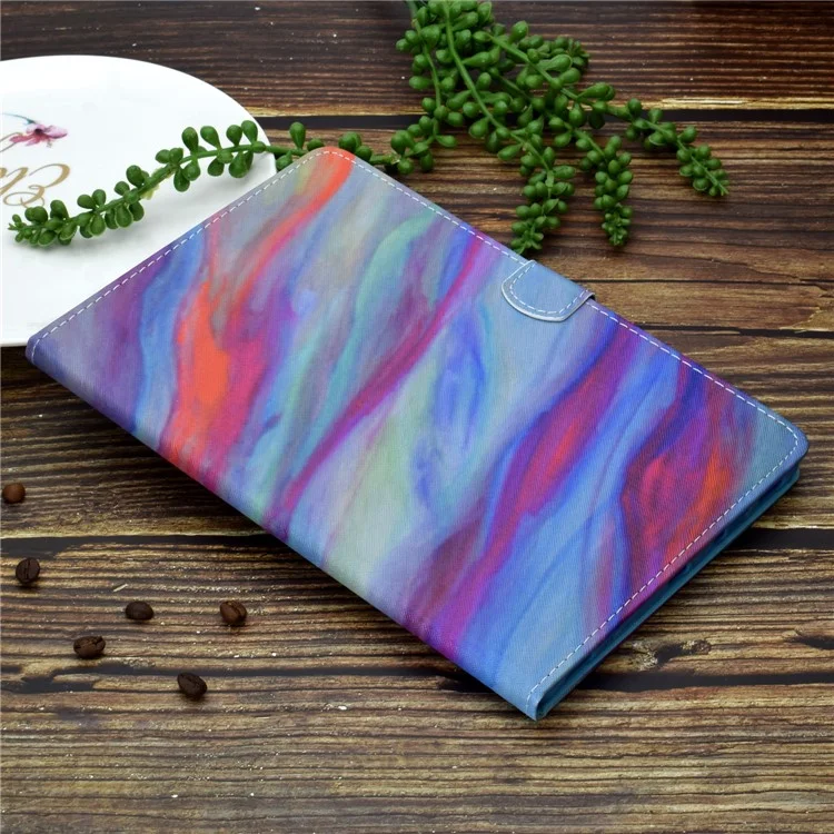 For Amazon Kindle Youth Edition 2022 Folio Flip Tablet Stand Case Stitching Line PU Leather Card Holder Protective Cover - Colorful Marble