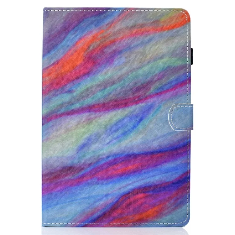 For Amazon Kindle Youth Edition 2022 Folio Flip Tablet Stand Case Stitching Line PU Leather Card Holder Protective Cover - Colorful Marble