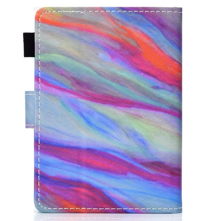 For Amazon Kindle Youth Edition 2022 Folio Flip Tablet Stand Case Stitching Line PU Leather Card Holder Protective Cover - Colorful Marble