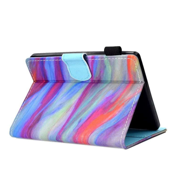 For Amazon Kindle Youth Edition 2022 Folio Flip Tablet Stand Case Stitching Line PU Leather Card Holder Protective Cover - Colorful Marble