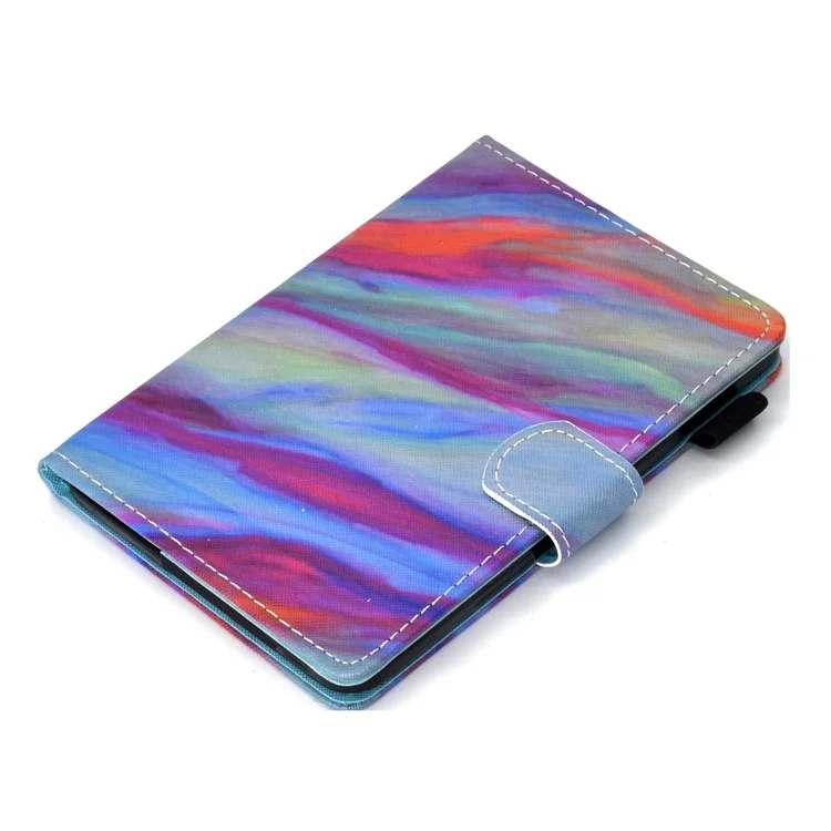 For Amazon Kindle Youth Edition 2022 Folio Flip Tablet Stand Case Stitching Line PU Leather Card Holder Protective Cover - Colorful Marble