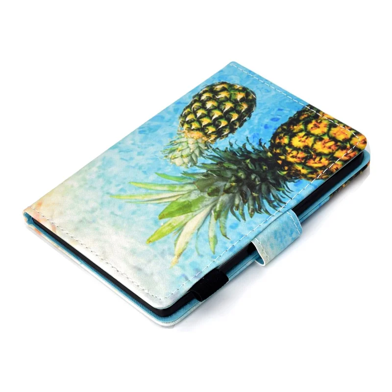 For Amazon Kindle Youth Edition 2022 Folio Flip Tablet Stand Case Stitching Line PU Leather Card Holder Protective Cover - Pineapple