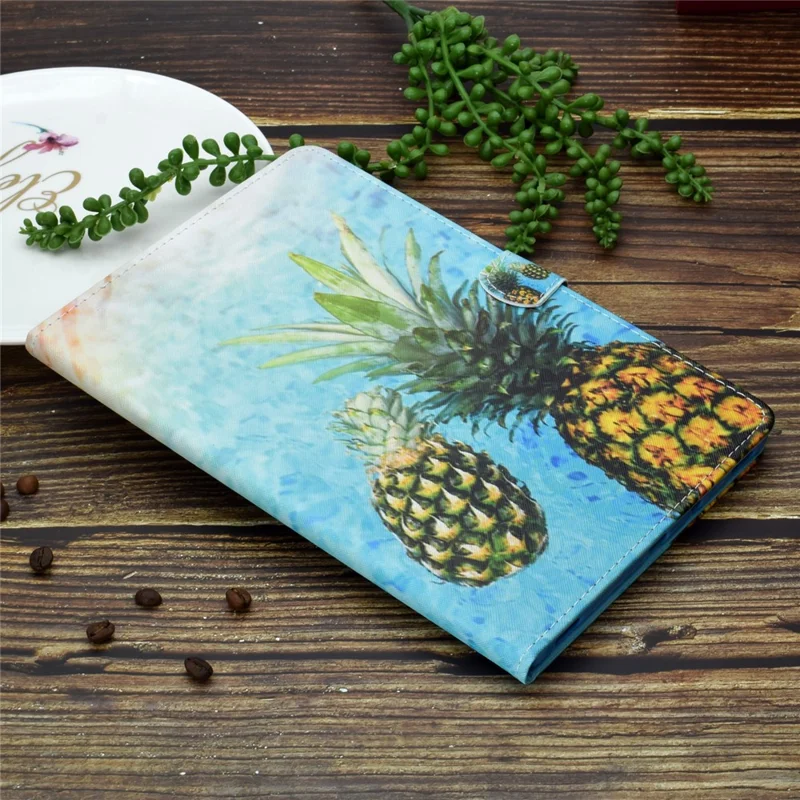 For Amazon Kindle Youth Edition 2022 Folio Flip Tablet Stand Case Stitching Line PU Leather Card Holder Protective Cover - Pineapple