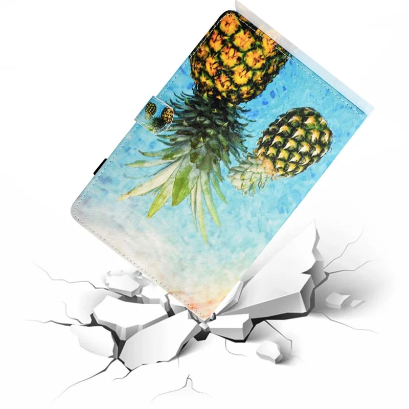 For Amazon Kindle Youth Edition 2022 Folio Flip Tablet Stand Case Stitching Line PU Leather Card Holder Protective Cover - Pineapple