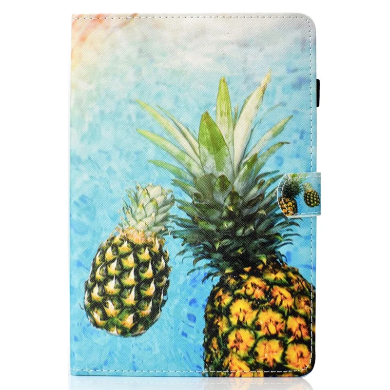 For Amazon Kindle Youth Edition 2022 Folio Flip Tablet Stand Case Stitching Line PU Leather Card Holder Protective Cover - Pineapple