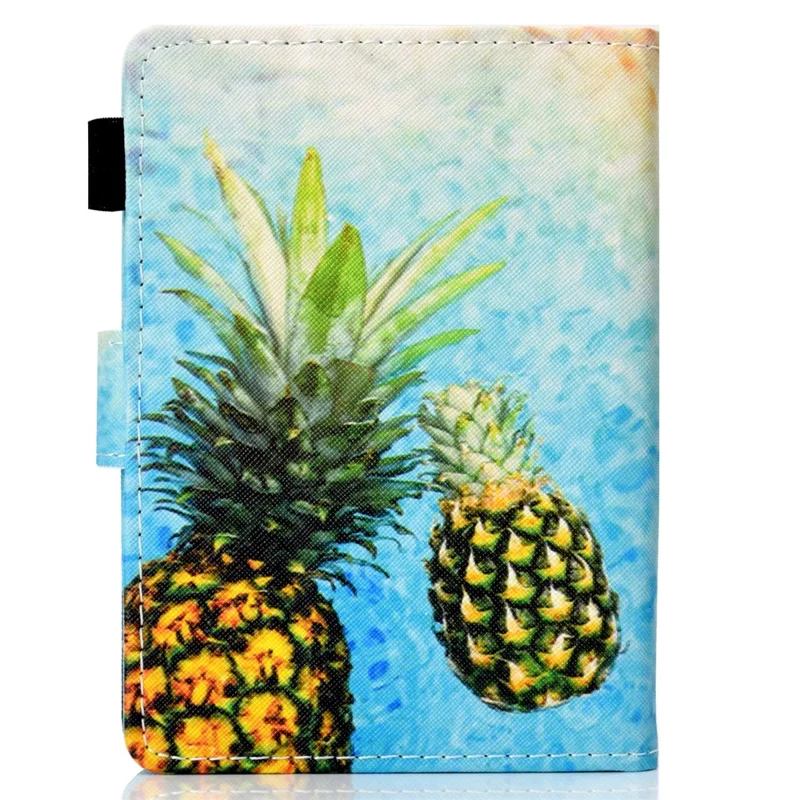 For Amazon Kindle Youth Edition 2022 Folio Flip Tablet Stand Case Stitching Line PU Leather Card Holder Protective Cover - Pineapple