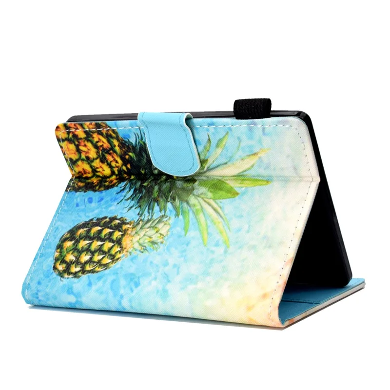 For Amazon Kindle Youth Edition 2022 Folio Flip Tablet Stand Case Stitching Line PU Leather Card Holder Protective Cover - Pineapple