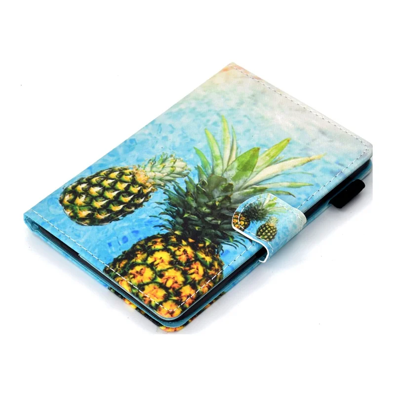For Amazon Kindle Youth Edition 2022 Folio Flip Tablet Stand Case Stitching Line PU Leather Card Holder Protective Cover - Pineapple