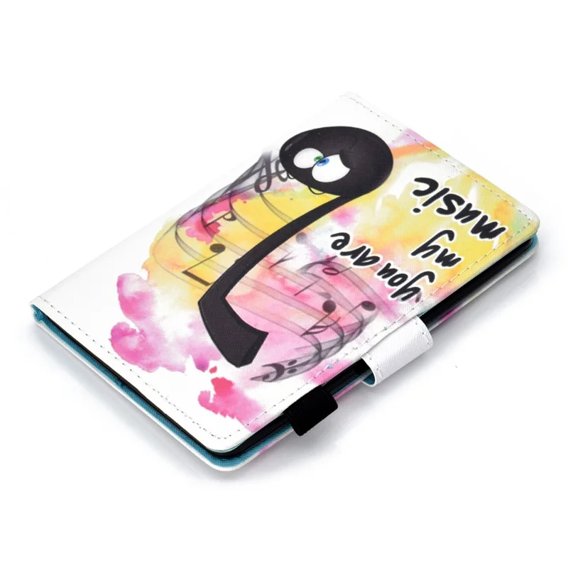 For Amazon Kindle Youth Edition 2022 Folio Flip Tablet Stand Case Stitching Line PU Leather Card Holder Protective Cover - Music Note