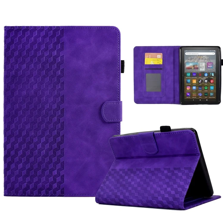 Para Amazon Kindle Youth Edition 2022 PU Leather Folding Stand Cover Pattern Imprinted Card Holder Tablet Shell with Auto Wake / Sleep - Purple