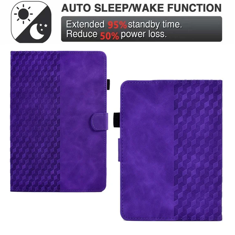 Para Amazon Kindle Youth Edition 2022 PU Leather Folding Stand Cover Pattern Imprinted Card Holder Tablet Shell with Auto Wake / Sleep - Purple
