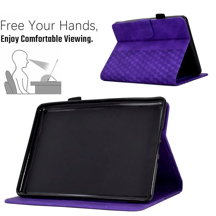 Para Amazon Kindle Youth Edition 2022 PU Leather Folding Stand Cover Pattern Imprinted Card Holder Tablet Shell with Auto Wake / Sleep - Purple