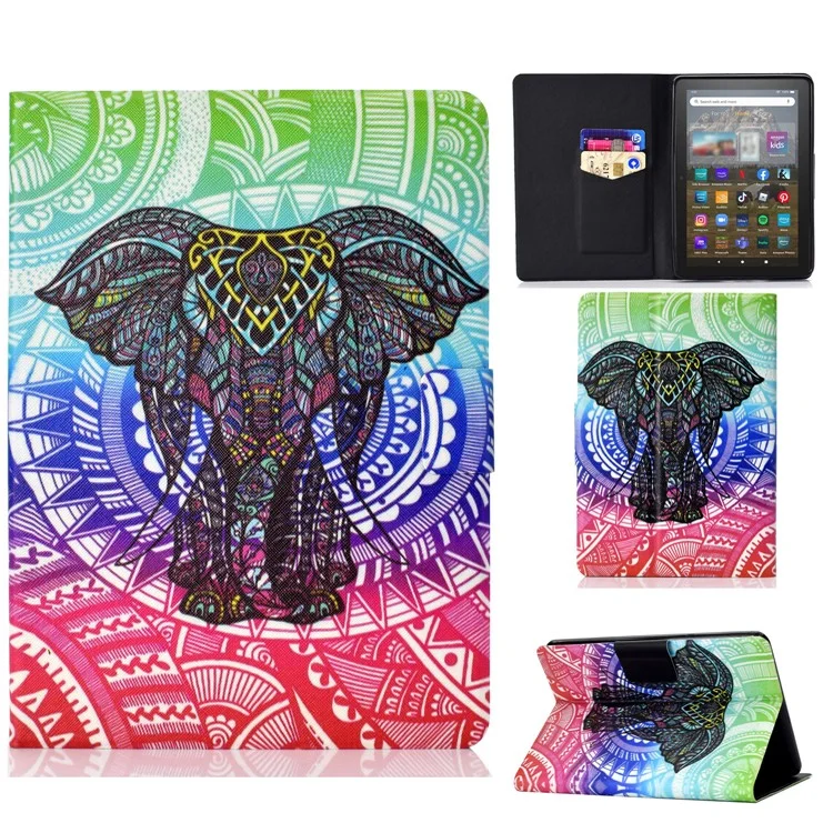 For Amazon Kindle 11th Gen (2022) Pattern Printing Flip Tablet Case PU Leather Card Holder Stand Magnetic Cover - Elephant
