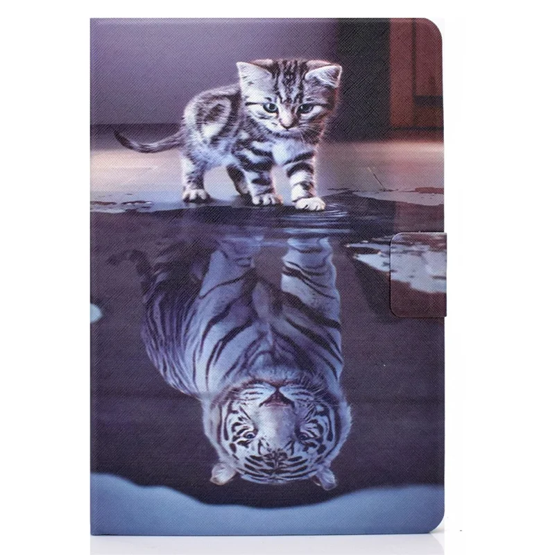 For Amazon Kindle Youth Edition 2022 Pattern Printing Flip Tablet Case PU Leather Card Holder Stand Magnetic Cover - Cat and Tiger