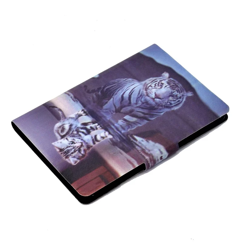 For Amazon Kindle Youth Edition 2022 Pattern Printing Flip Tablet Case PU Leather Card Holder Stand Magnetic Cover - Cat and Tiger