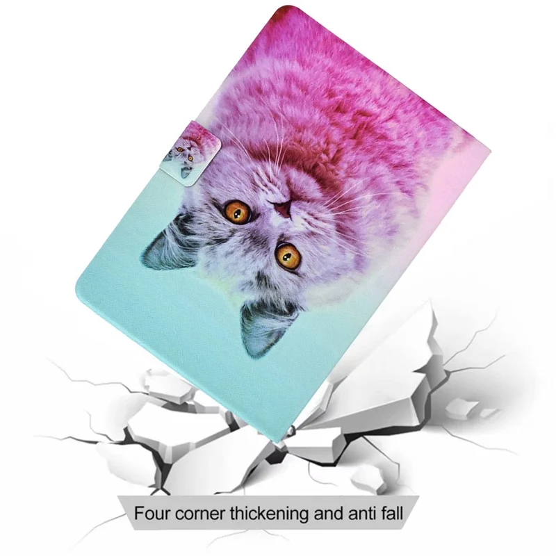 For Amazon Kindle Youth Edition 2022 Pattern Printing Flip Tablet Case PU Leather Card Holder Stand Magnetic Cover - Pink Cat