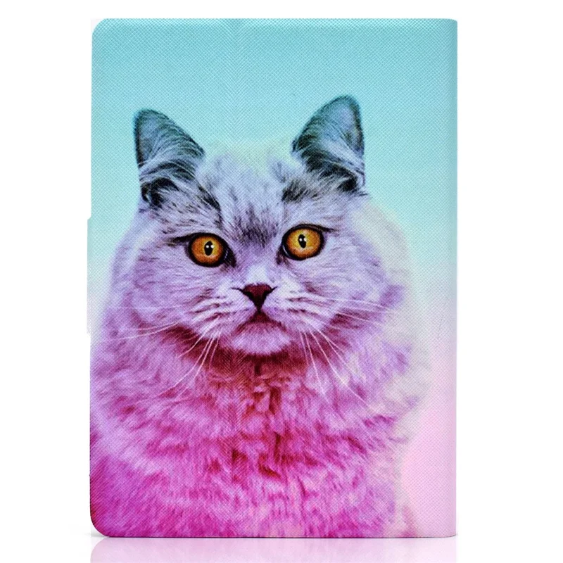 For Amazon Kindle Youth Edition 2022 Pattern Printing Flip Tablet Case PU Leather Card Holder Stand Magnetic Cover - Pink Cat