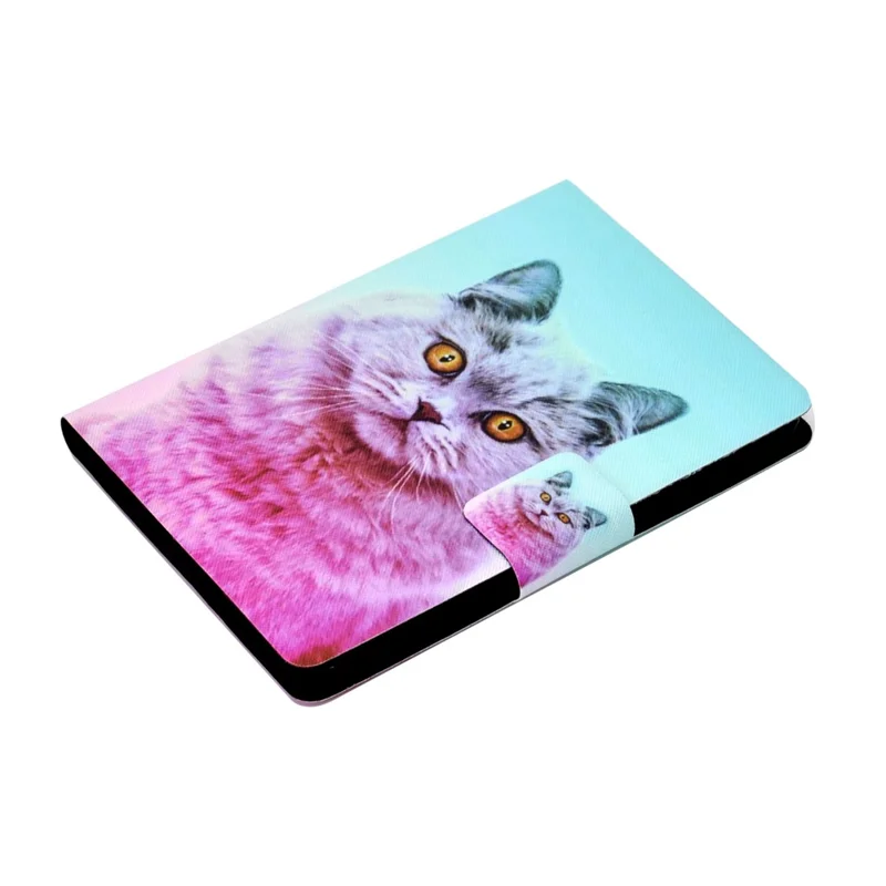 For Amazon Kindle Youth Edition 2022 Pattern Printing Flip Tablet Case PU Leather Card Holder Stand Magnetic Cover - Pink Cat