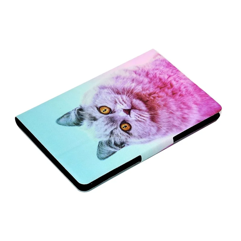 For Amazon Kindle Youth Edition 2022 Pattern Printing Flip Tablet Case PU Leather Card Holder Stand Magnetic Cover - Pink Cat