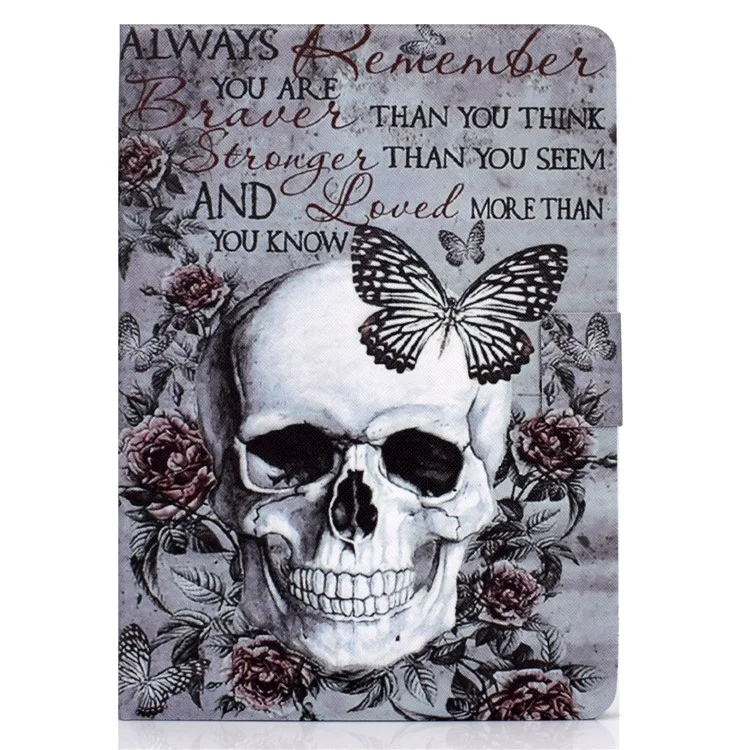 Per Amazon Kindle Youth Edition 2022 Folio Flip PU Leather Cover Pattern Printing Card Holder Stand Protective Tablet Case - Skull