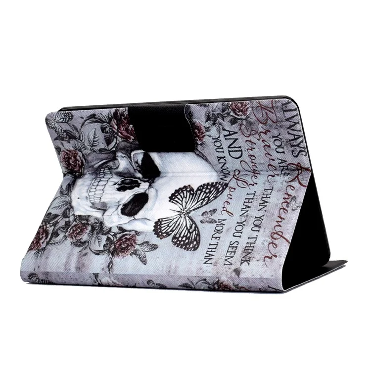 Per Amazon Kindle Youth Edition 2022 Folio Flip PU Leather Cover Pattern Printing Card Holder Stand Protective Tablet Case - Skull