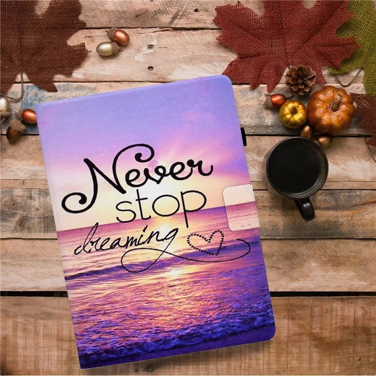 For Amazon Kindle 11th Gen (2022) Folio Flip PU Leather Cover Pattern Printing Card Holder Stand Protective Tablet Case - Seawater