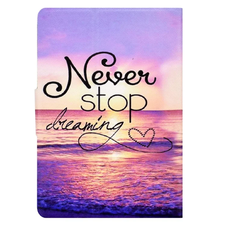 For Amazon Kindle 11th Gen (2022) Folio Flip PU Leather Cover Pattern Printing Card Holder Stand Protective Tablet Case - Seawater