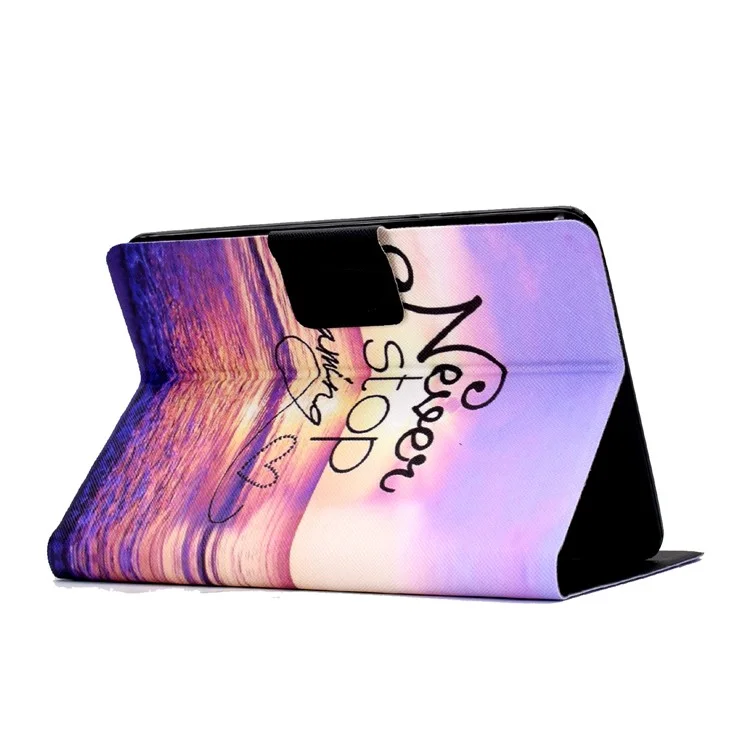 For Amazon Kindle 11th Gen (2022) Folio Flip PU Leather Cover Pattern Printing Card Holder Stand Protective Tablet Case - Seawater